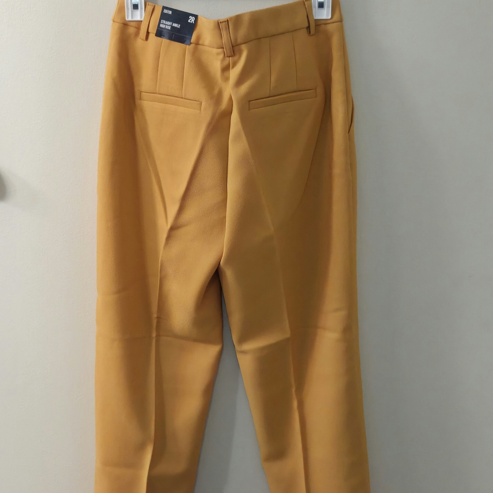 Express Straight Ankle High Rise Pants Mustard